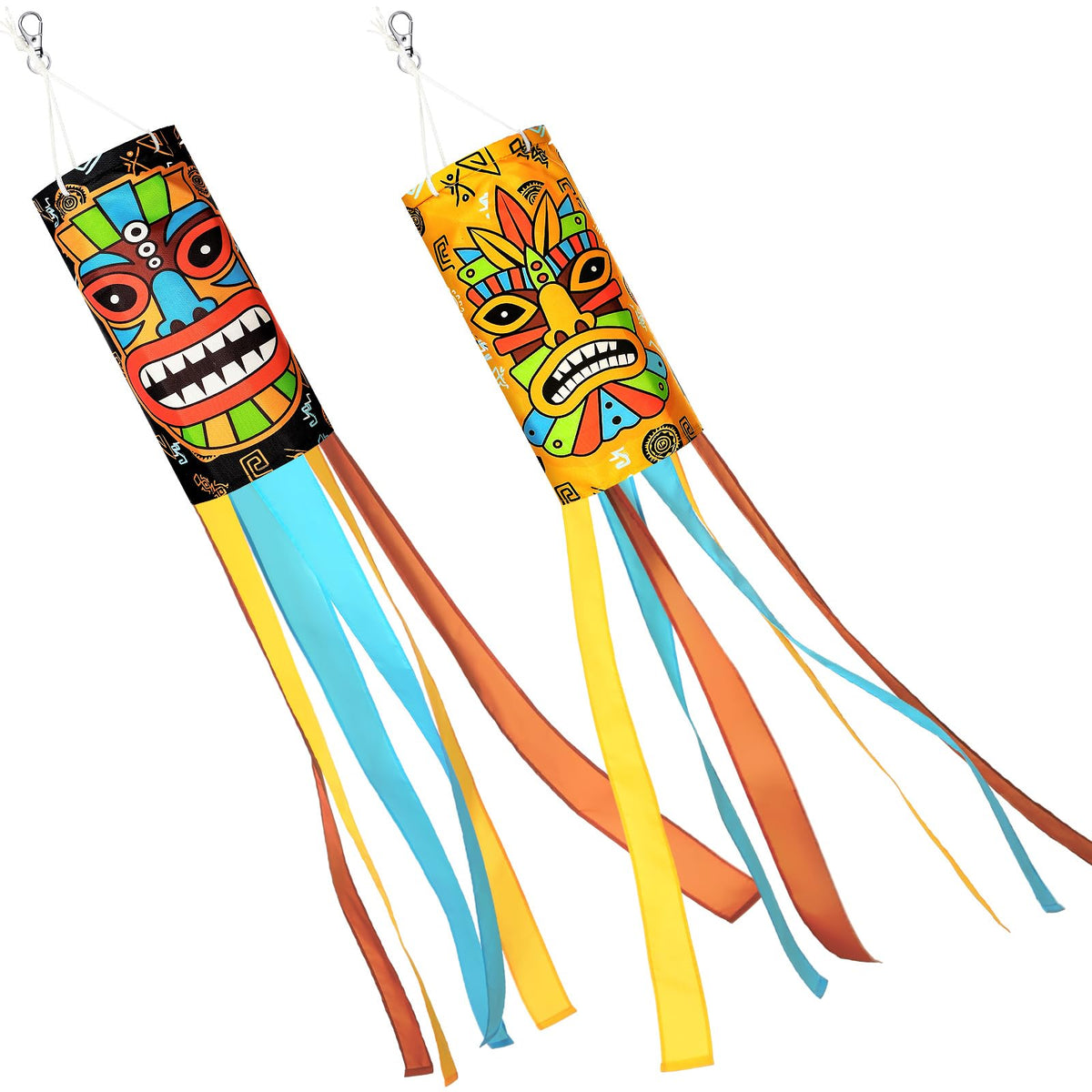 Relaxweex tiki Hawaiian windsock with bold colors for outdoor luau decor