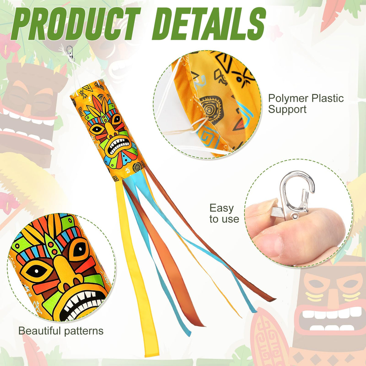 Relaxweex tiki windsock on balcony or patio for tropical charm