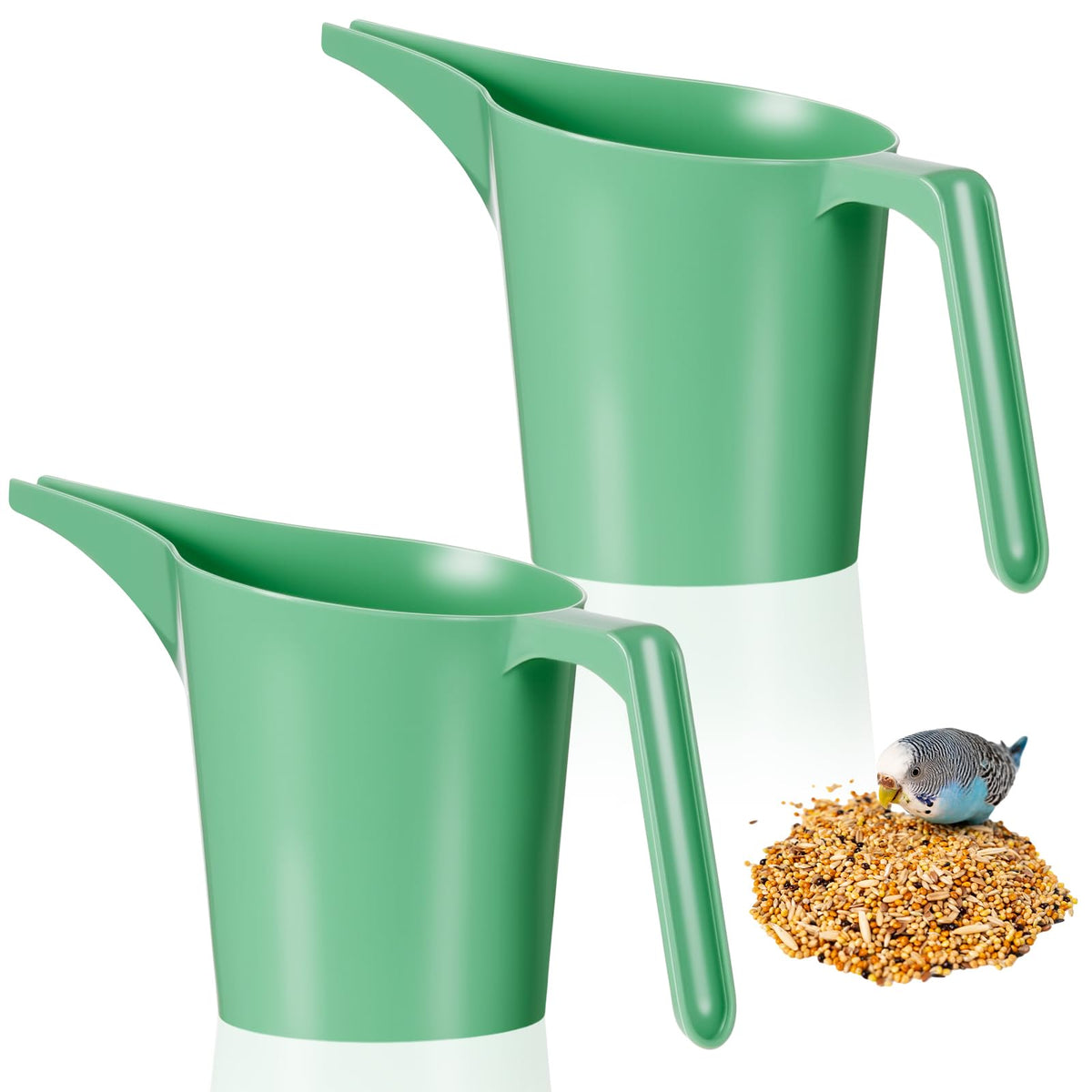Relaxweex two-pcs bird seed scoop green for easy feeder filling