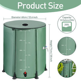 RELEDESA collapsible rain barrel assembled with all 12 poles for sturdy outdoor setup