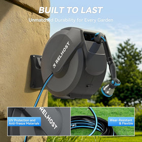 Relhost 180-degree swivel bracket for complete garden coverage.