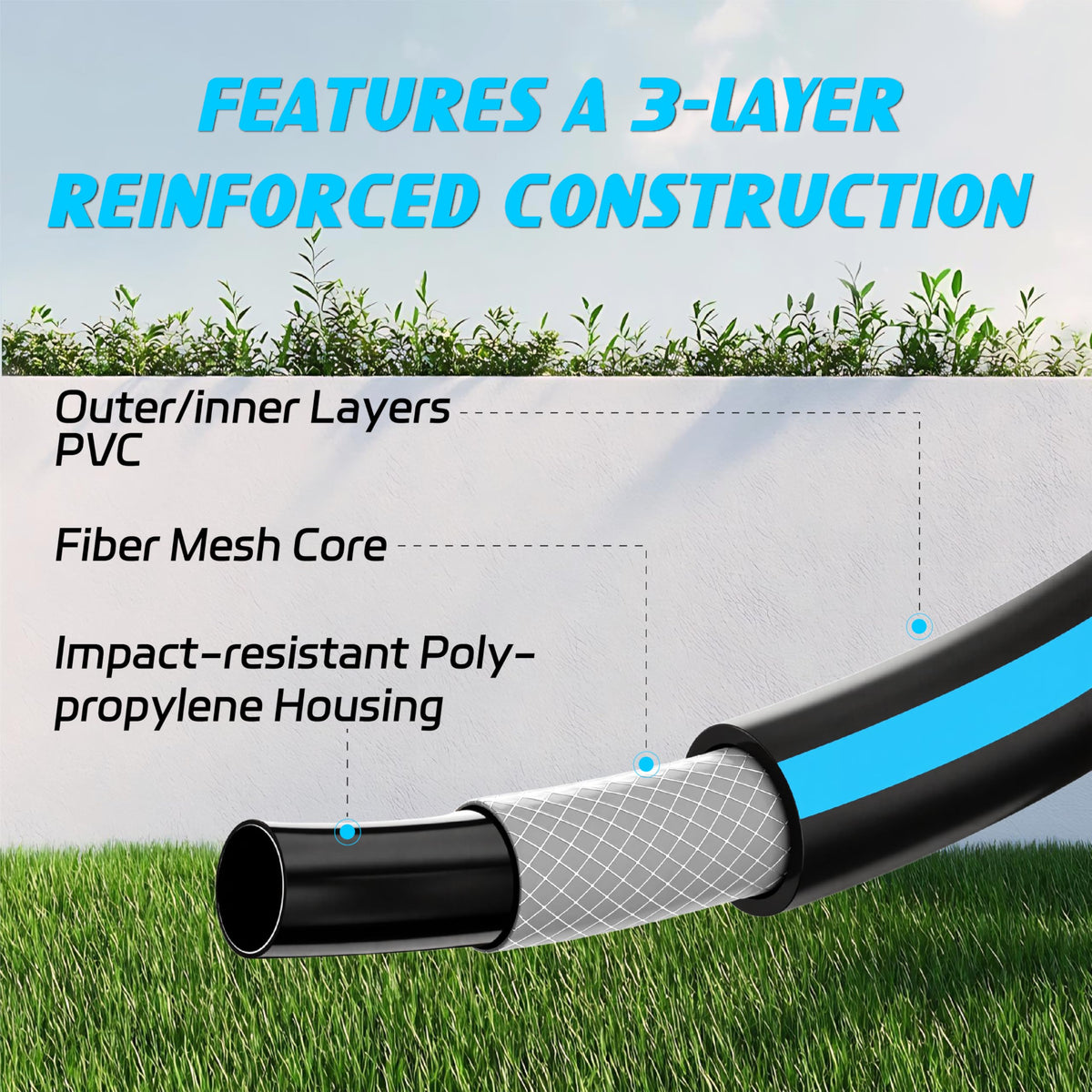 Relhost heavy-duty hose resists kinks and high pressure.