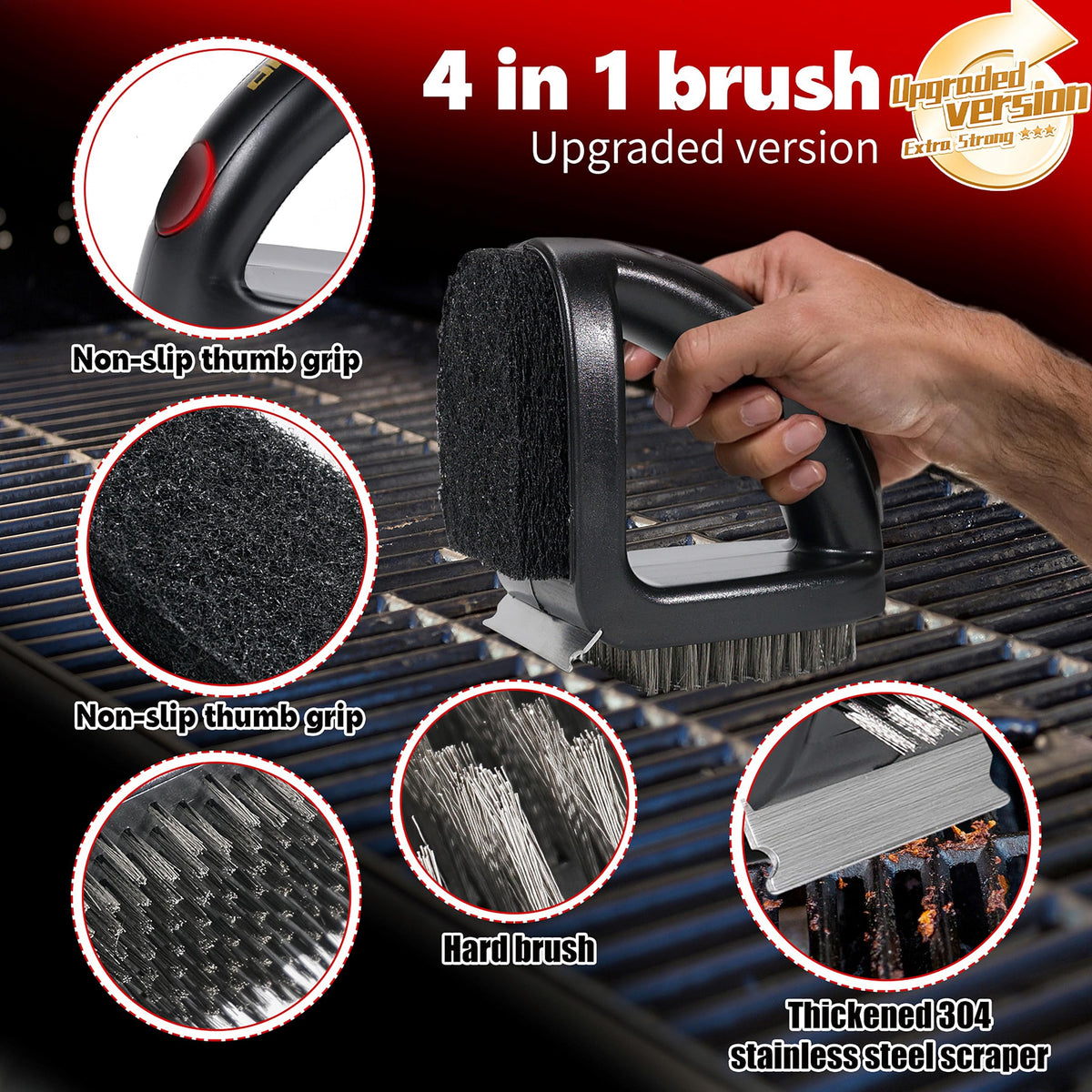 RELHP anti-slip-grip ensures stable handling on slippery grill surfaces.
