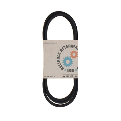 Reliable Aftermarket Parts deck belt close-up highlighting aramid cord durability for lawn decks.