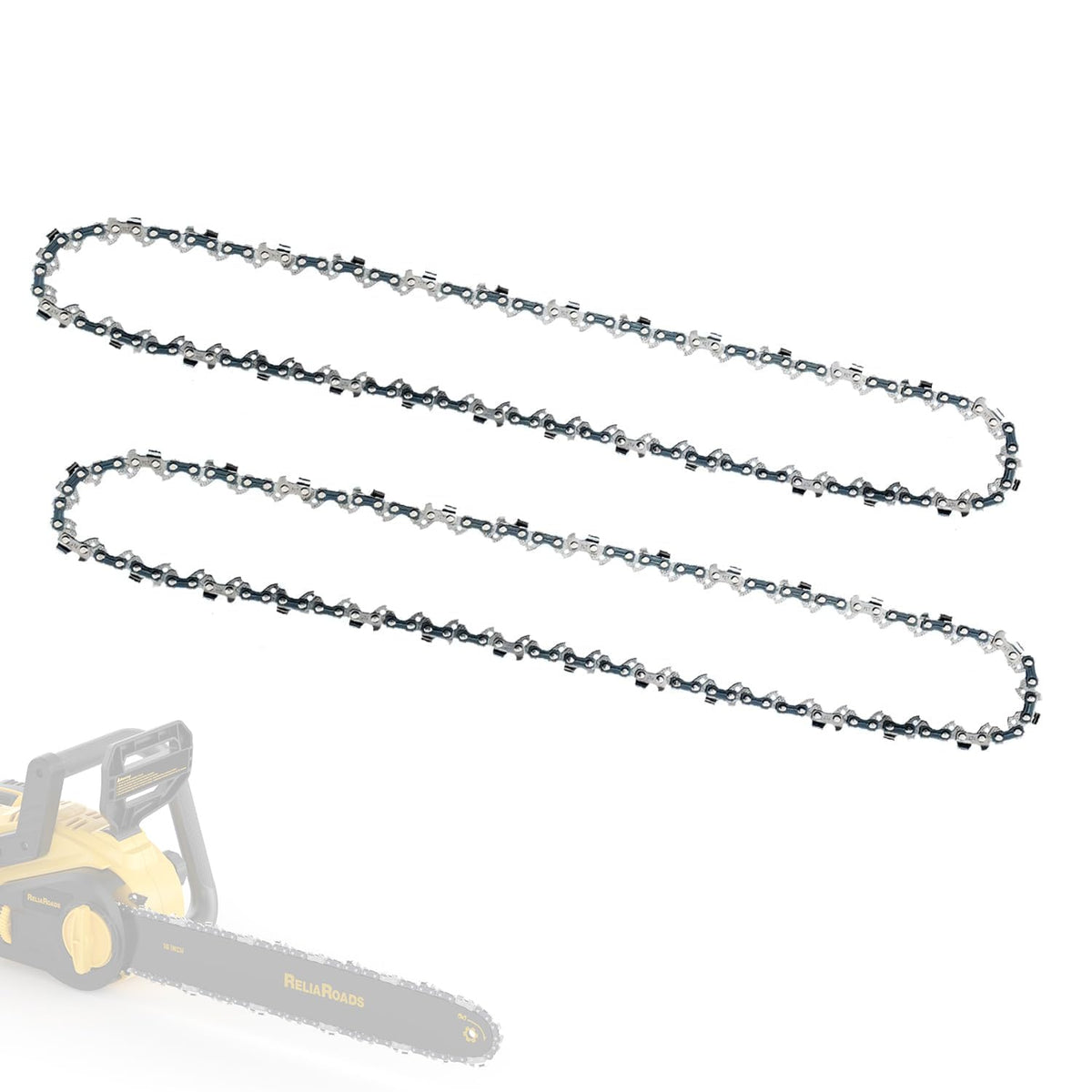 ReliaRoads 16-inch chain set with 2-pack packaging for quick replacements.