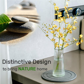 Relime stone gray saucer adds natural decor to indoor plants