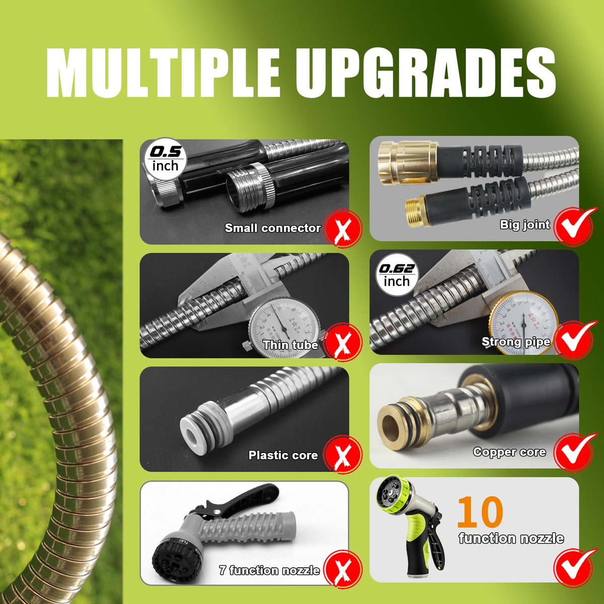 Relxitl corrosion and abrasion resistant hose handles rough conditions in the yard.