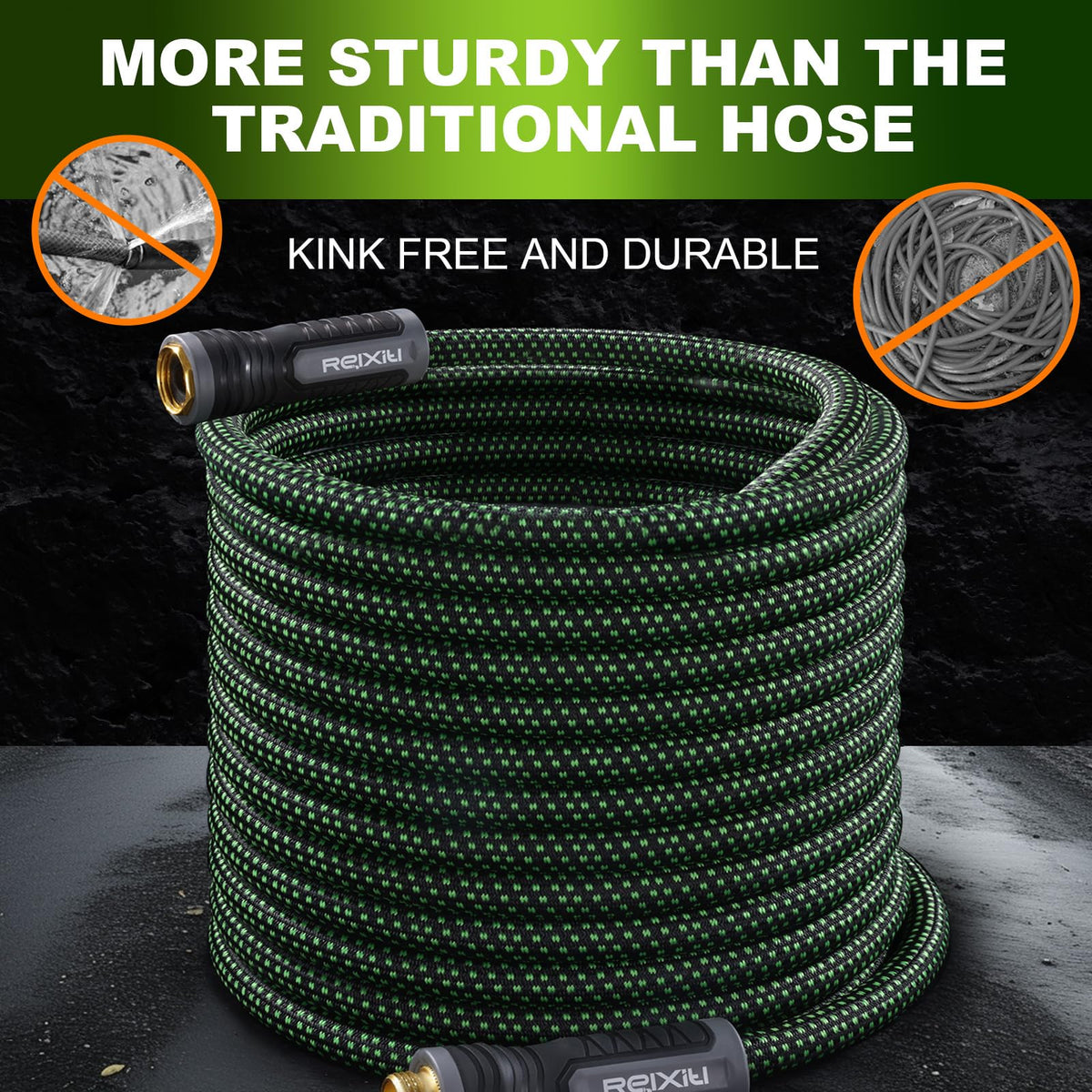 Relxitl Garden Hose 50ft with aluminum connectors eases setup and reduces leaks.