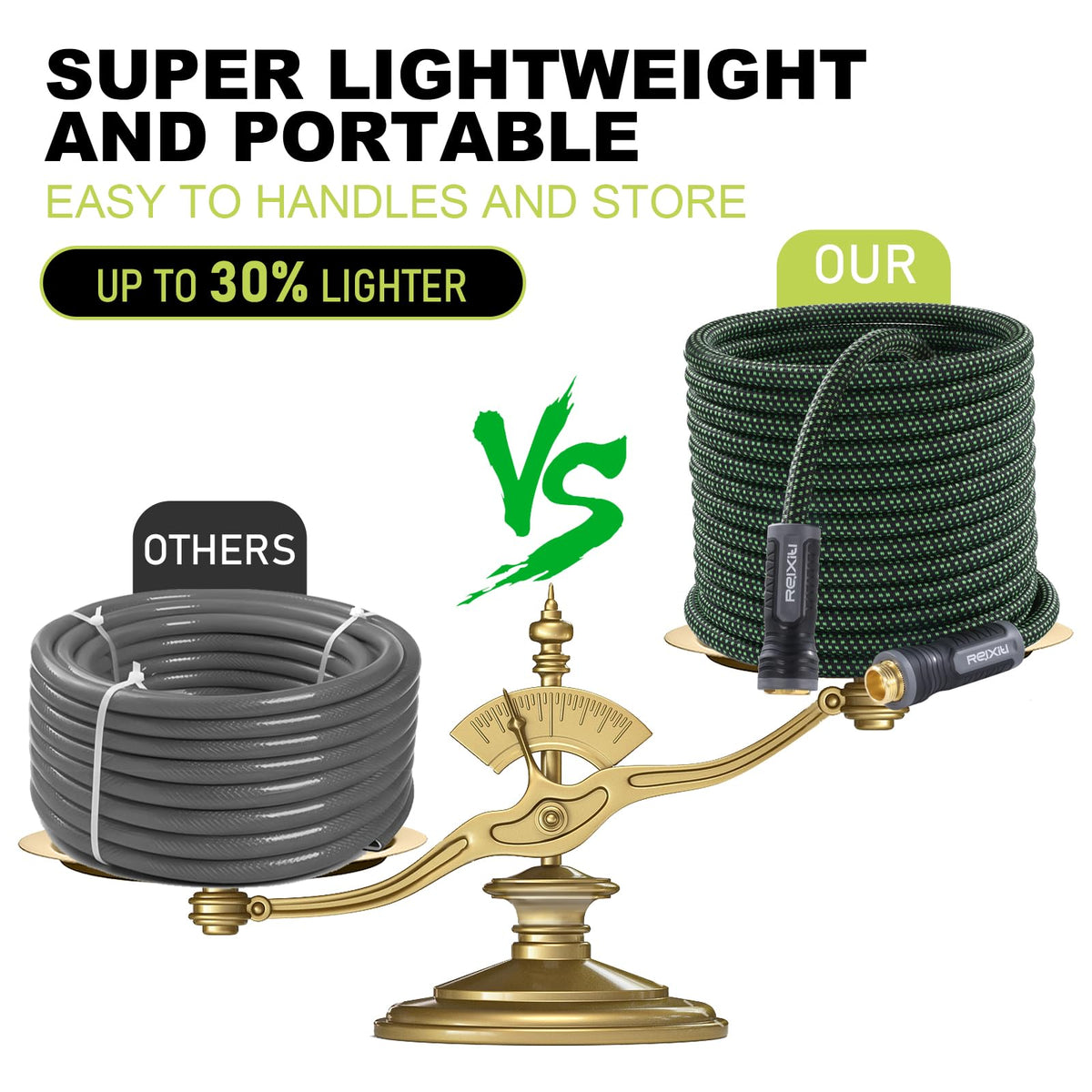 Relxitl Garden Hose 50ft 10-function ergonomic nozzle enables precise watering.