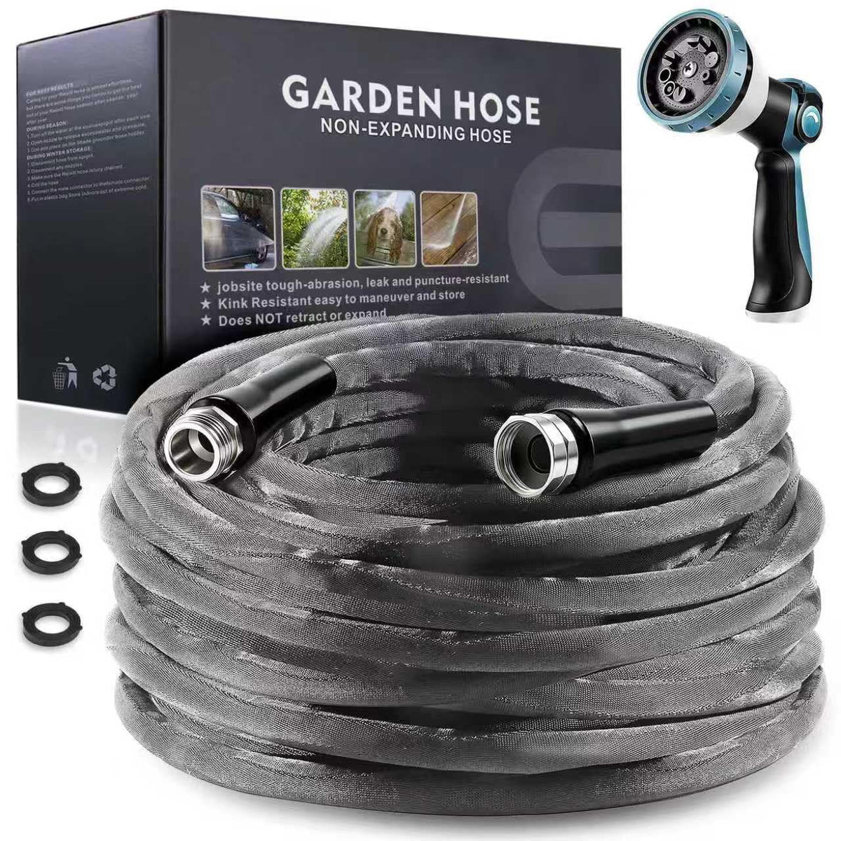 Relxitl non-expandable garden hose 50ft shows durable flow for steady watering