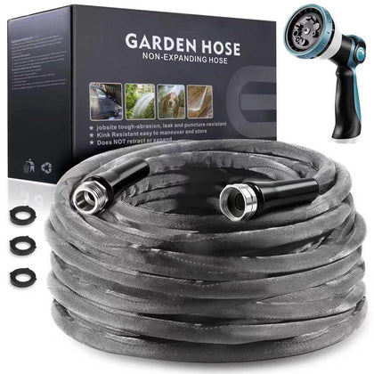 Relxitl non-expandable garden hose 50ft shows durable flow for steady watering