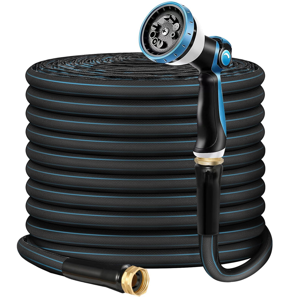 Relxitl non-expandable hose 50ft offers steady water flow for gardening tasks.