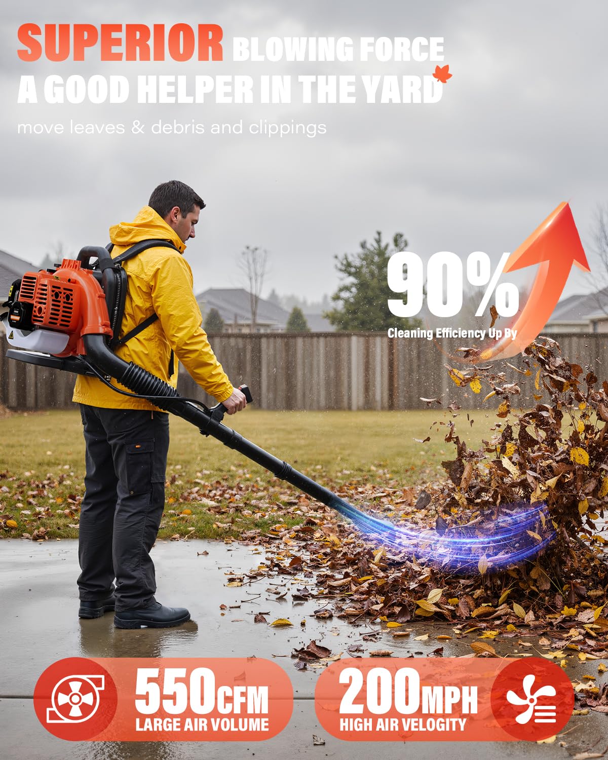 Relxxon lightweight design with ergonomic harness for extended yard work.
