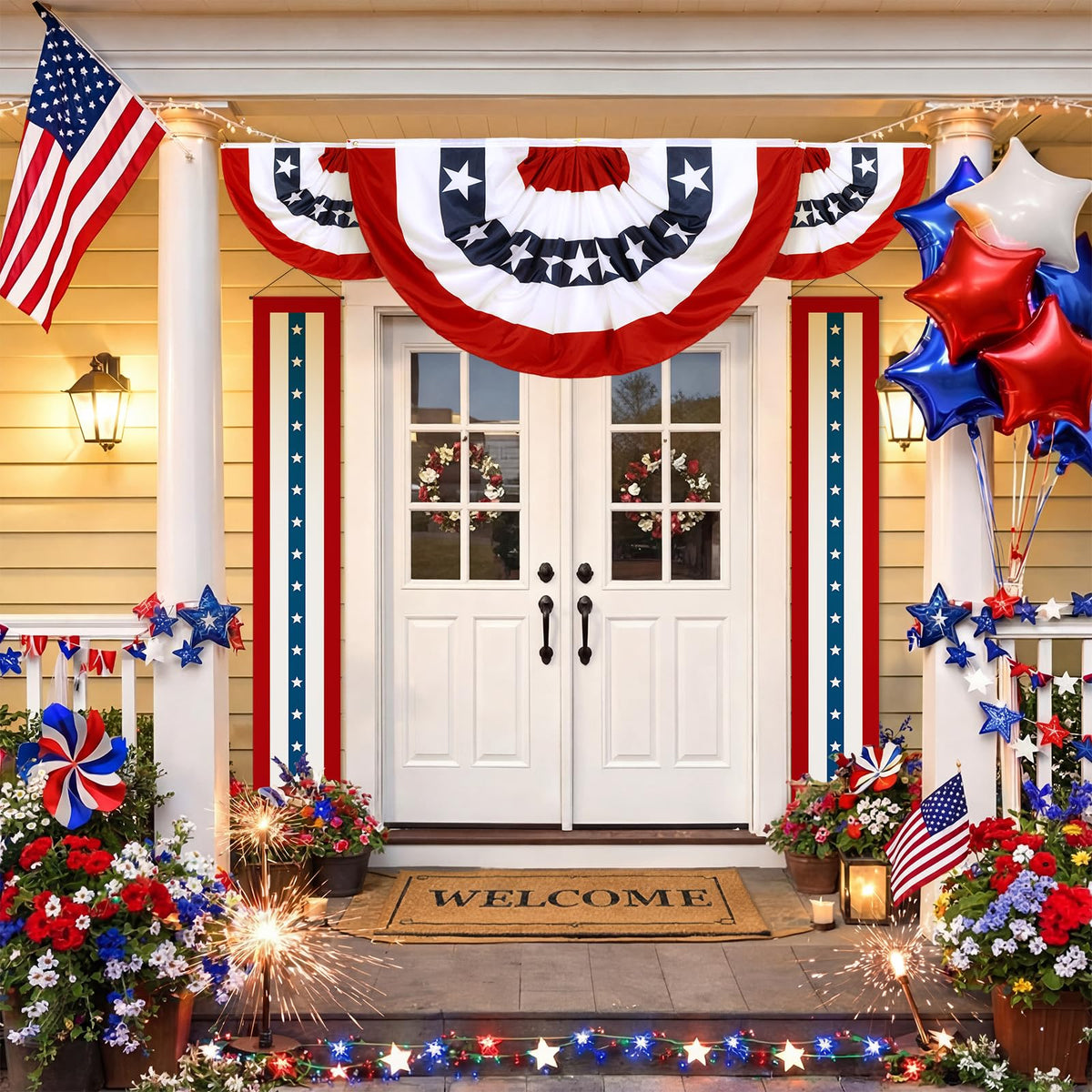 Remagr 250th anniversary patriotic display adds historical flair to outdoor decor.