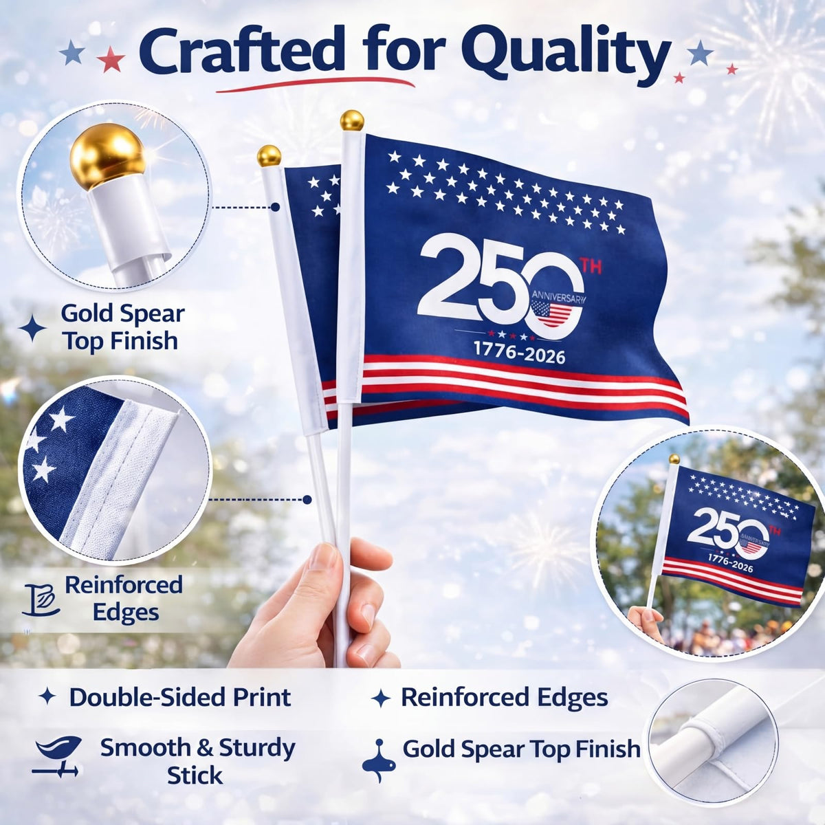 Remagr 50-count mini flags ready for bulk event decorating and quick setup.