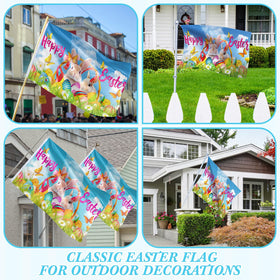 Remagr Easter flag hanging on a porch adds color and festive mood.