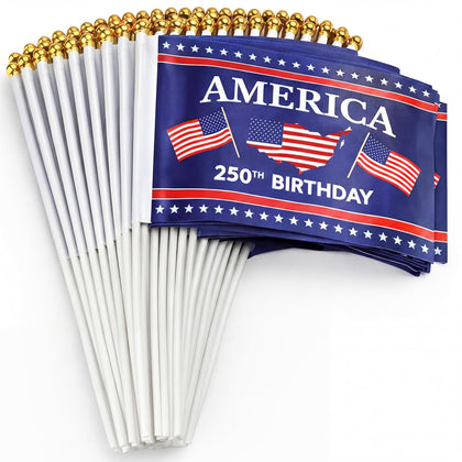 Remagr mini USA flag for 250th anniversary display on a table.