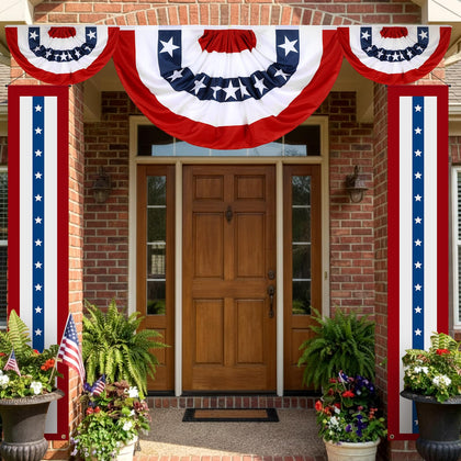 Remagr porch banner 72 inch American flag enhances outdoor curb appeal for Independence Day celebrations.