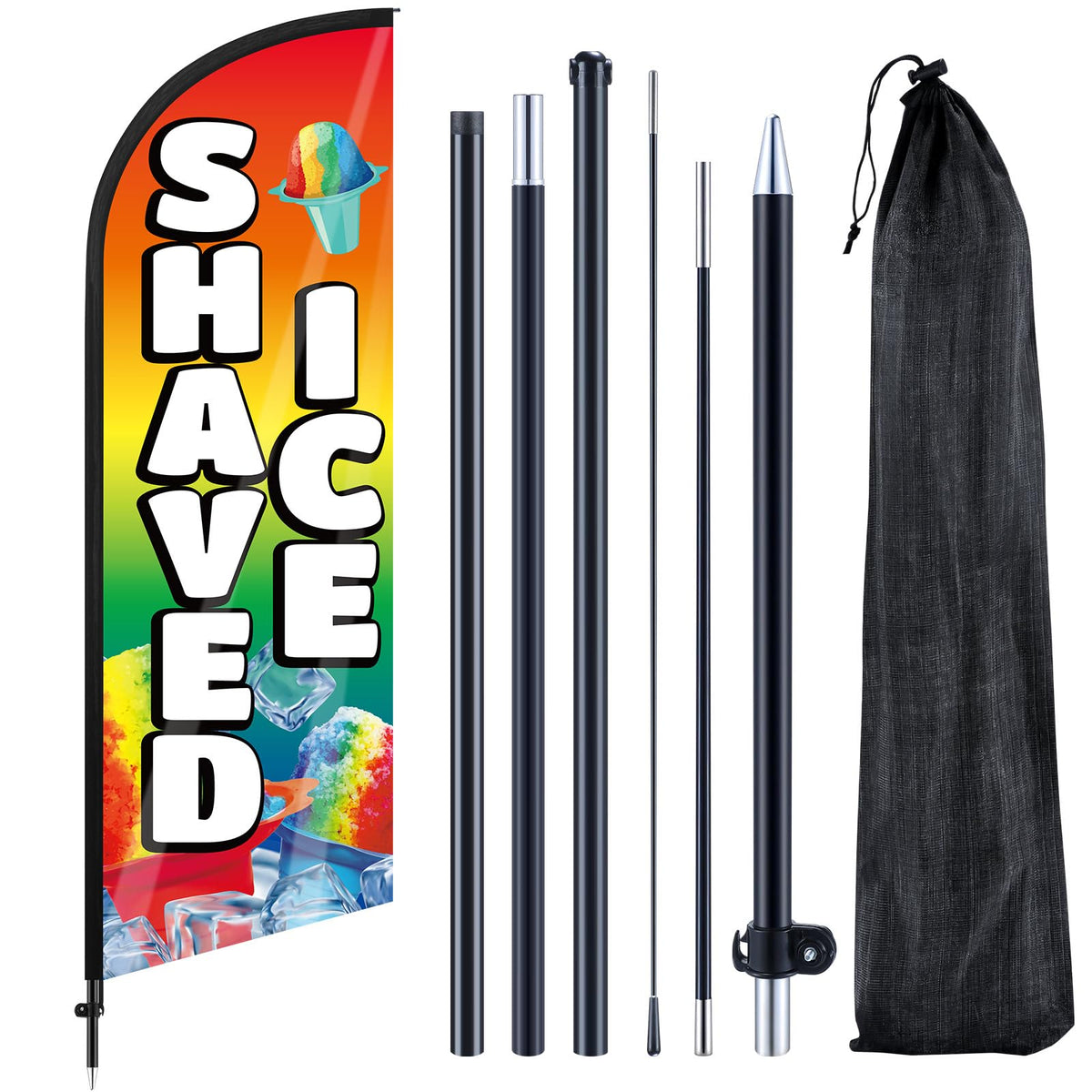 Remagr shaved ice flag 7ft front view for storefront visibility.