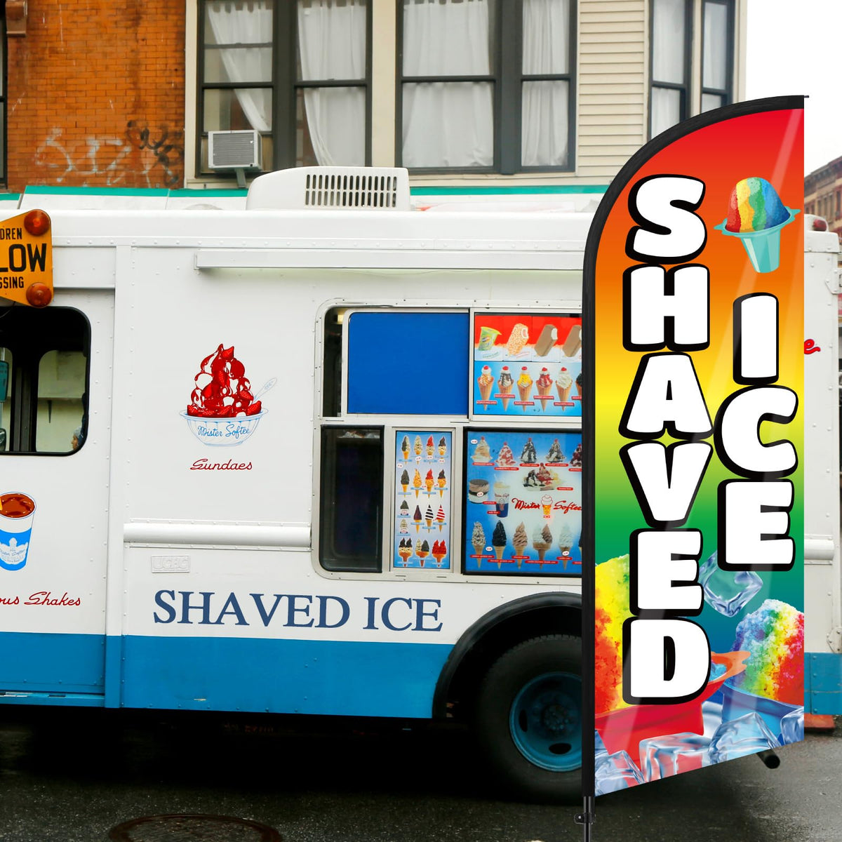 Remagr shaved ice flag fabric close-up shows durable polyester.