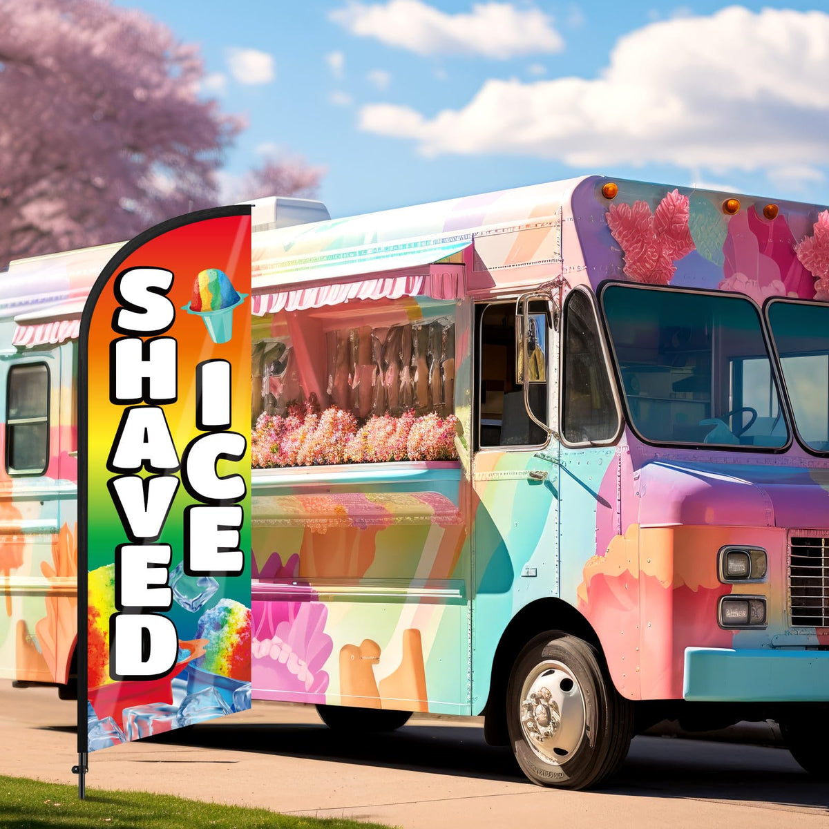Remagr shaved ice flag poles aluminum and fiberglass for easy setup.