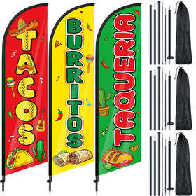 Remagr 3pc flag set for tacos and burritos boosts outdoor visibility.
