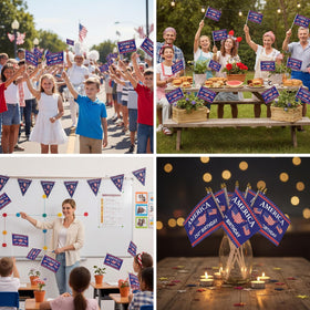 Remagr USA flag used as parade decor to celebrate civic events.