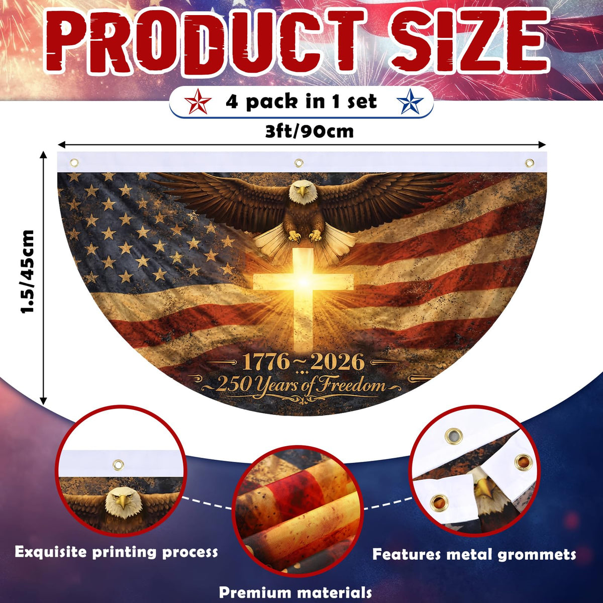 Remagr USA patriotic bunting with stars and stripes for indoor wall decor