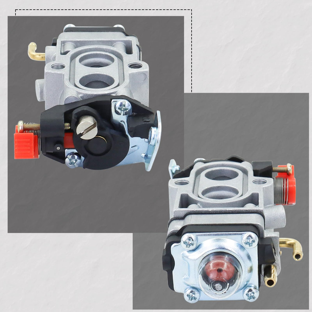 REMEDART carburetor package contents image, detailing gaskets and filters for quick setup.
