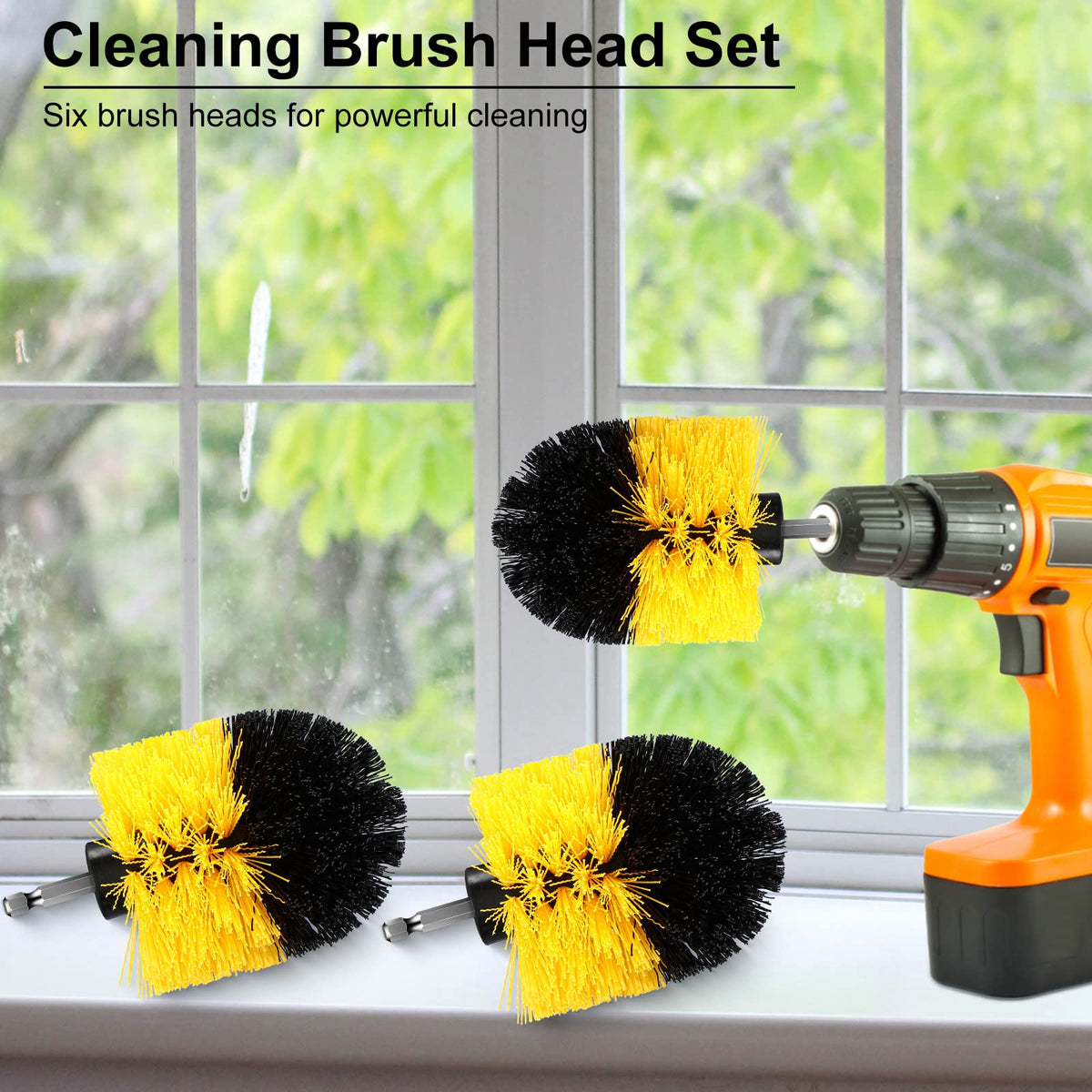 Remerry drill brush helps clean shower glass without scratches.