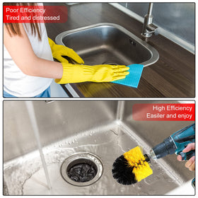 Remerry drill brush helps remove stubborn stains on various surfaces.