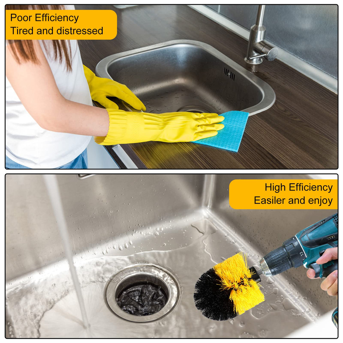 Remerry tub and sink brush safely cleans surfaces with nylon bristles and drill power