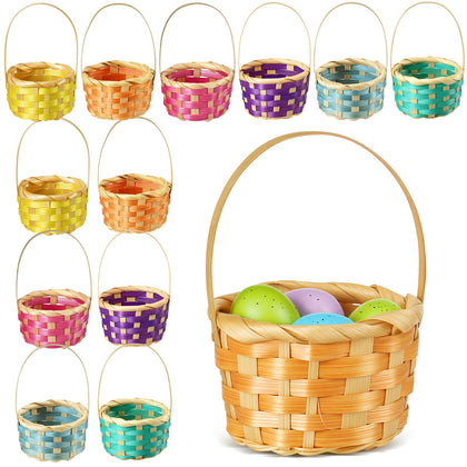 Remerry mini colorful woven basket with handles, perfect for crafts and gifting.