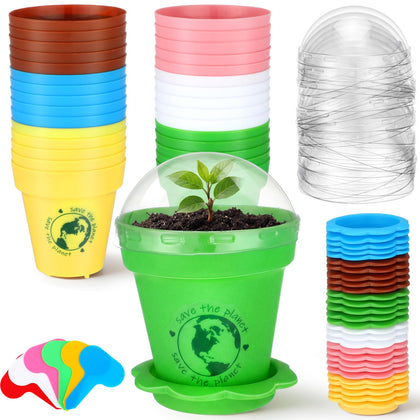 Remerry seedling pots with humidity domes for compact desktop gardening.