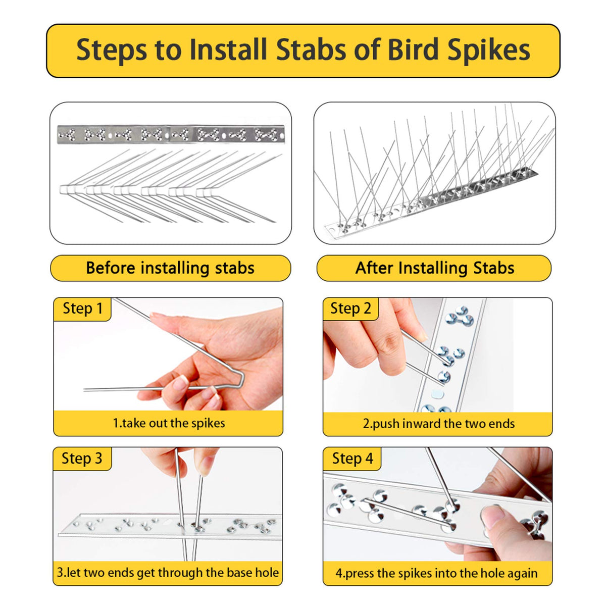 REMIAWY Bird Spikes stainless steel 304 resist rust and wear for long-lasting use.