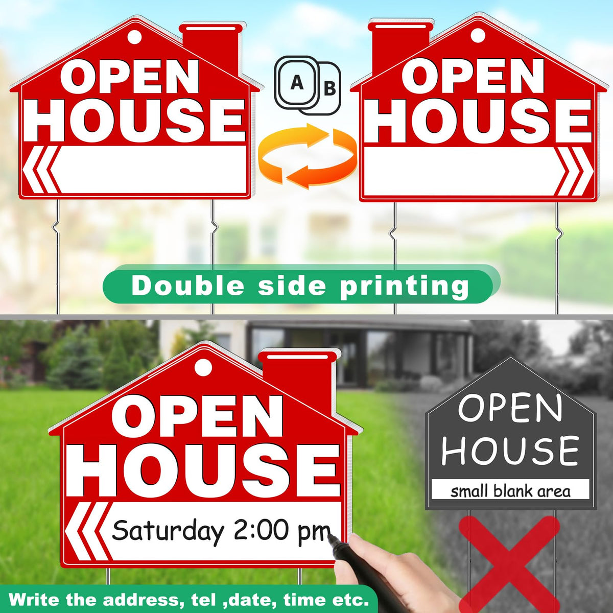Remiawy open house kit three signs demonstrates easy installation in yards and gardens.