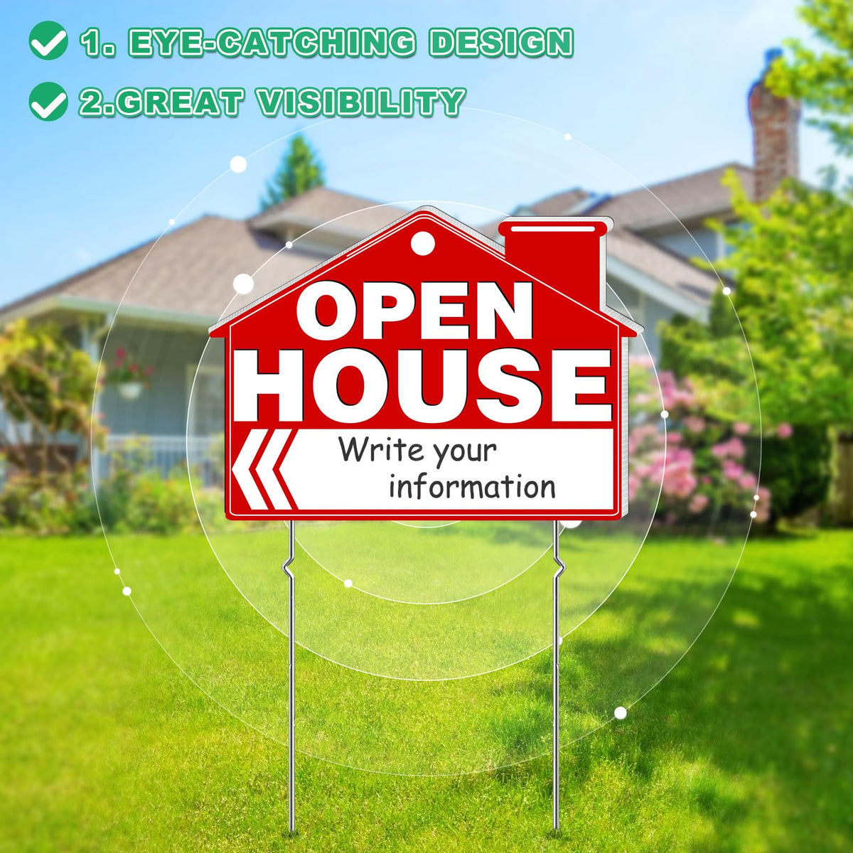 Remiawy open house sign double-sided display boosts message visibility from both directions.