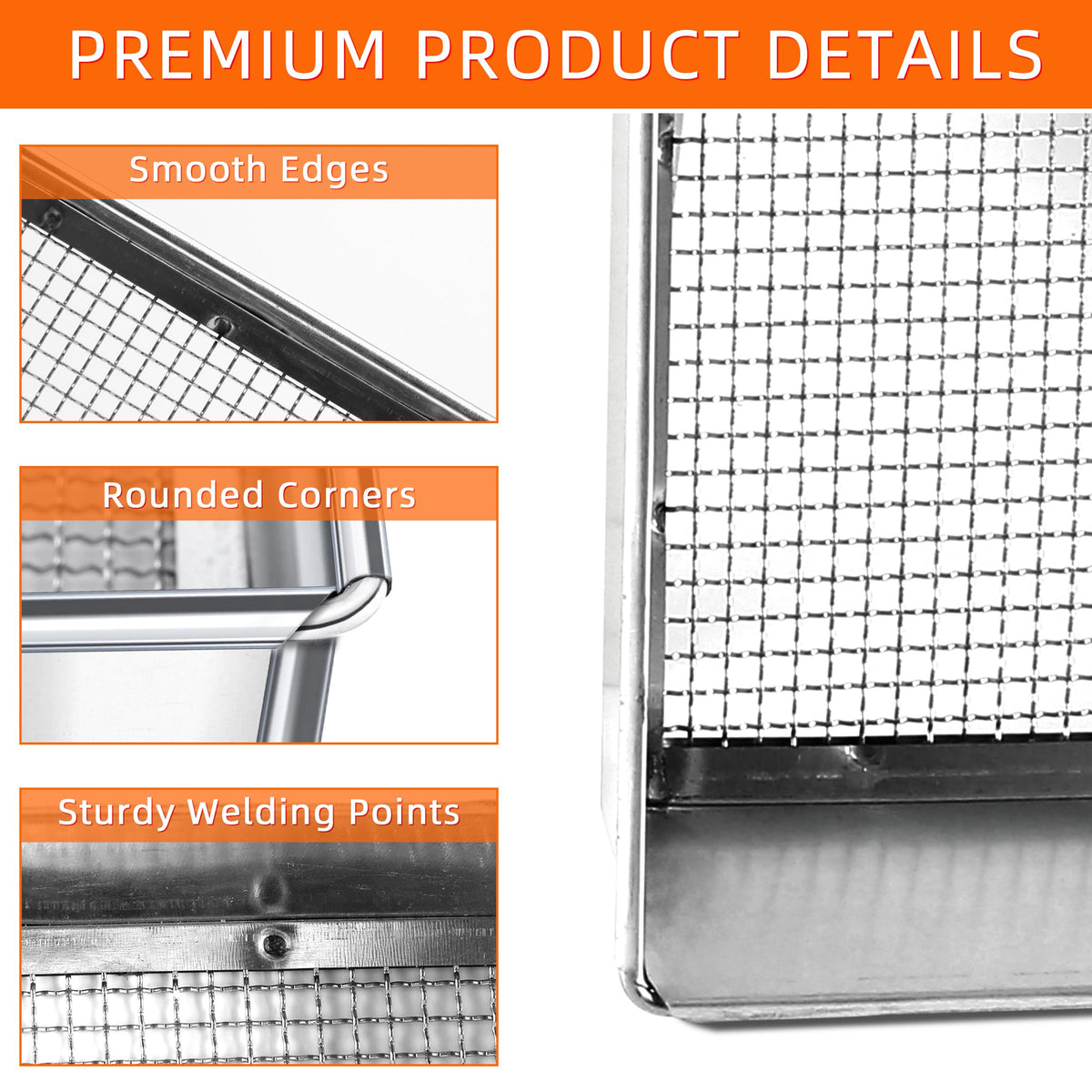 REMIAWY rock sifter mesh close-up highlights 1/4-inch aperture for particle control