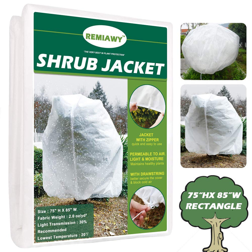 REMIAWY shrub cover on a bush protects against cold with simple setup