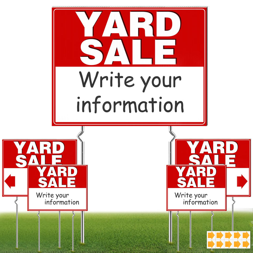 Remiawy yard sale signs with 5-pack and stakes for durable outdoor visibility