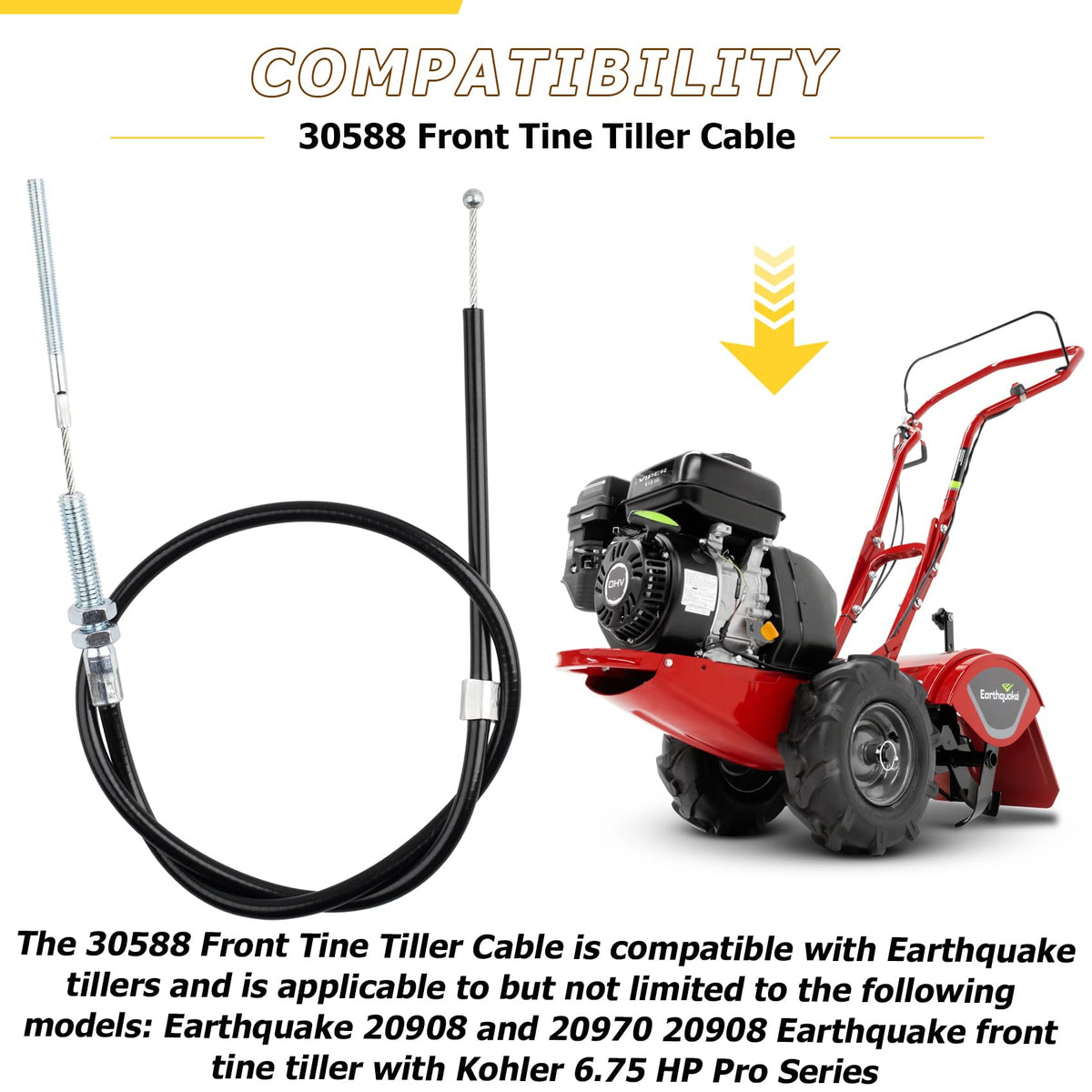 Remolean 800mm tiller cable with M5 end and M8 mount, direct OEM replacement.
