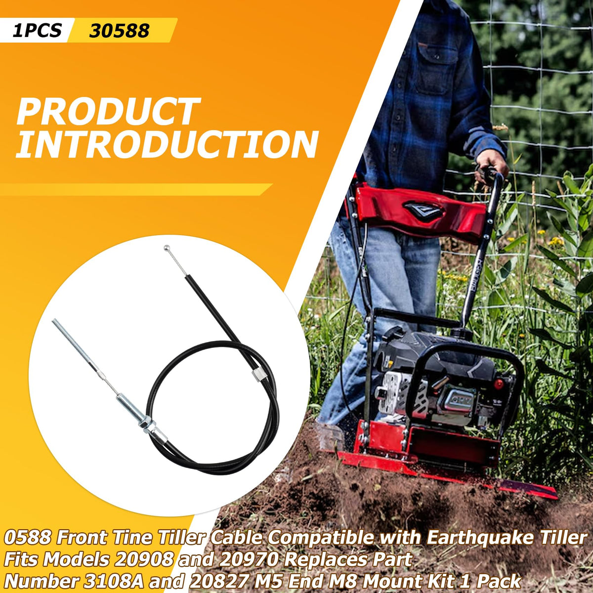 Remolean drive cable with ferrule for Earthquake 20908/20970, precise operation.