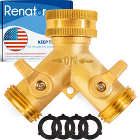 Renator garden hose splitter 2-way brass design for reliable outdoor water supply