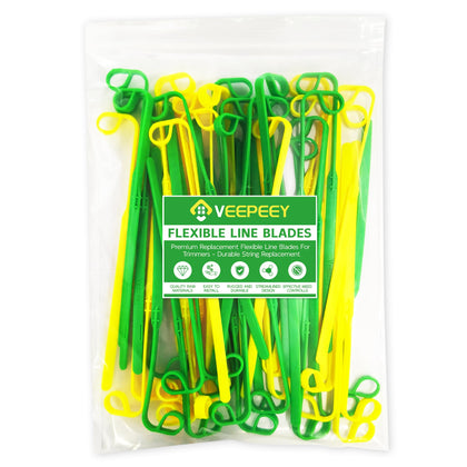 Rendasun weed eater blades 50-pack pack shot shows durable copolymer blades for long trimming