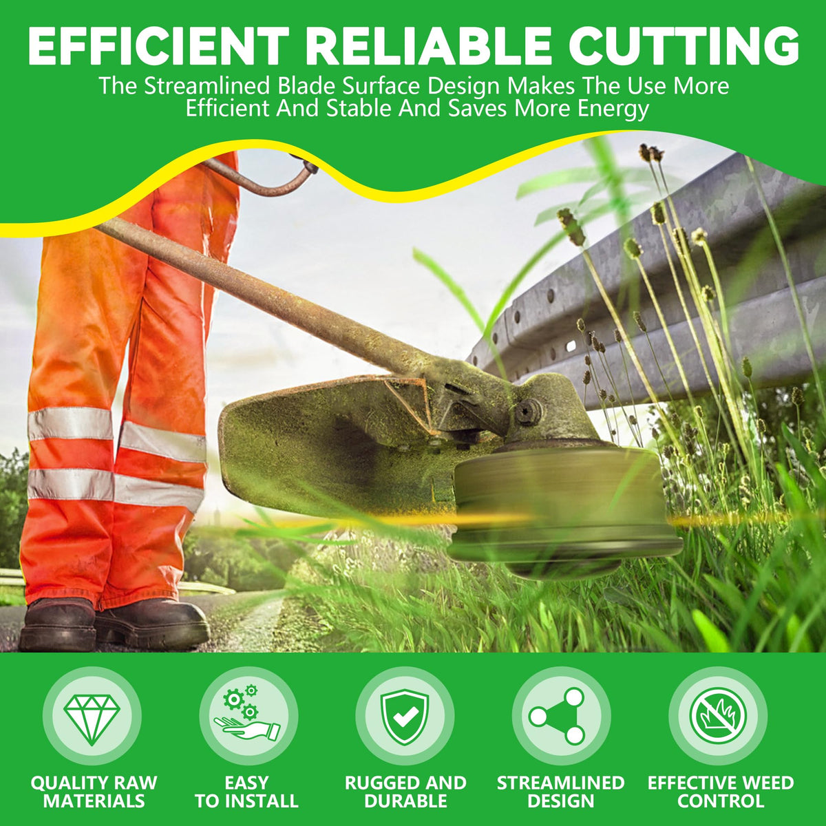 Rendasun blades easy installation image demonstrates quick tool free changes for fast yard maintenance