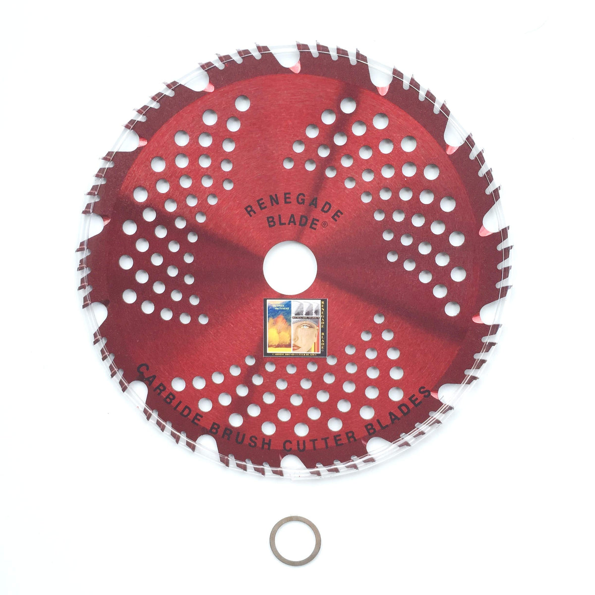 Renegade Blade 8-inch 56t razor-hybrid blade cutting through dense brush