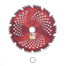 Renegade Blade 8-inch 56t razor-hybrid blade cutting through dense brush