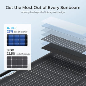 Renogy 100W daily output up to 320Wh under favorable sunlight.