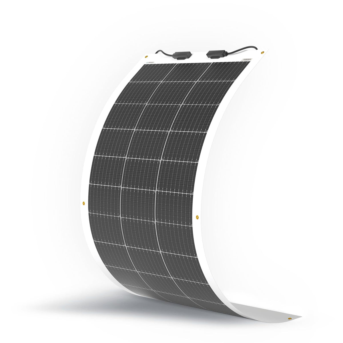 Renogy 100W flexible panel on curved surface enables off-grid power.
