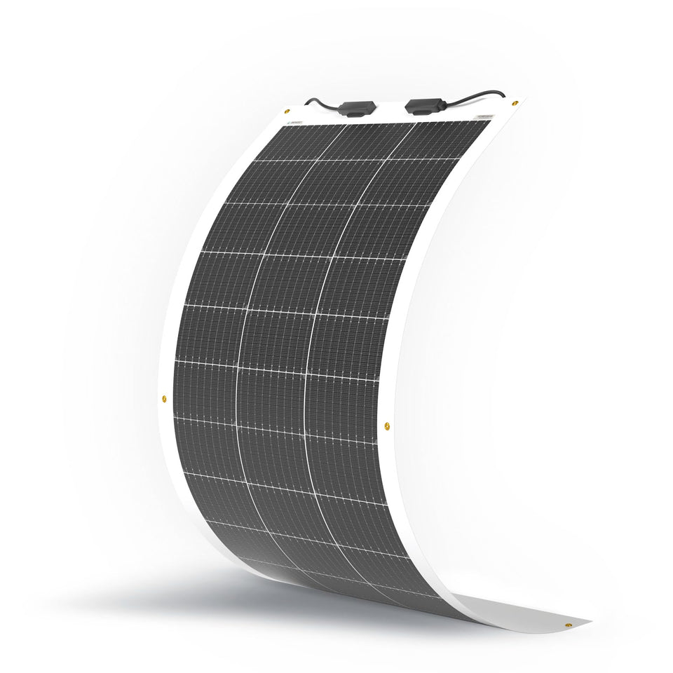 Renogy 100W flexible panel on curved surface enables off-grid power.
